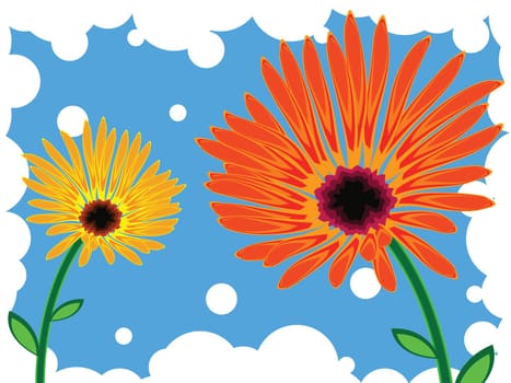 flowers against blue
