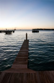 Jetty in the night harbor of Key West,Florida Key West Habour at Nigth