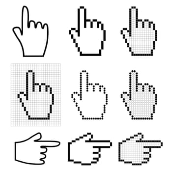 Set of 9 hand mouse cursors