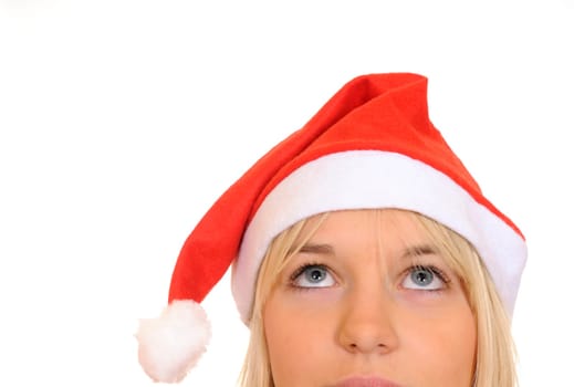 Santa Woman Looks Up