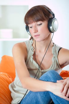 woman listening music