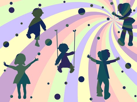children rays and bubbles composition