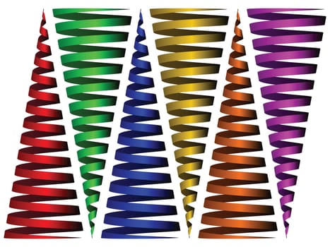 cone ribbons against white
