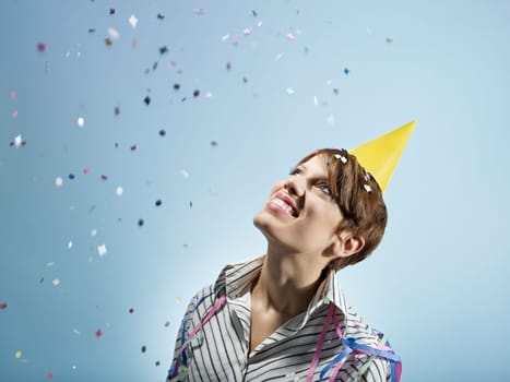 businesswoman with confetti