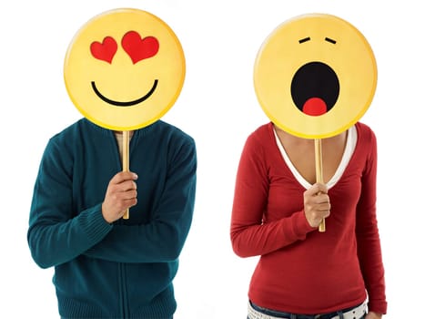 couple with emoticon