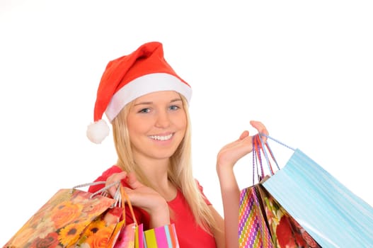 Santa woman with shopping bags
