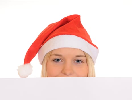 Santa Woman with White Sign