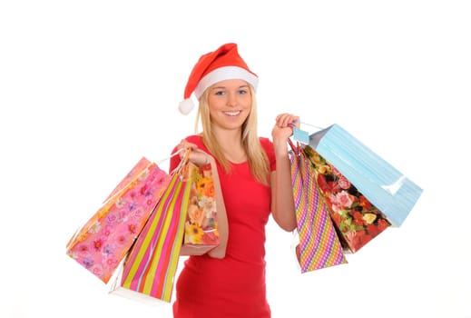 Santa woman with shopping bags