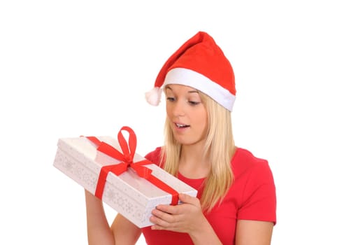 Laughing Santa Claus with gift