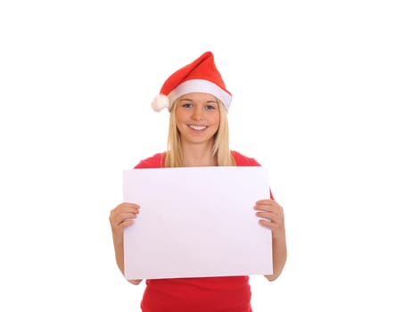 Santa Woman with White Sign