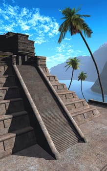 Mayan Temple - Blue Green 012