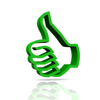 3D thumbs up - green