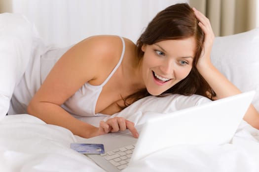 Home online shopping - woman with credit card