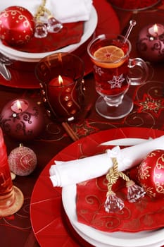 Place setting for Christmas