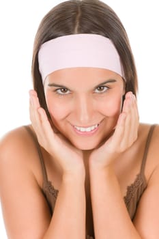 Teenager problem skin care - young woman