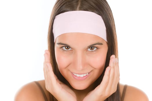 Teenager problem skin care - young woman