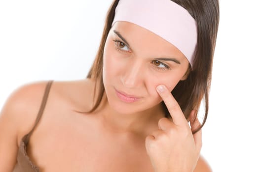 Teenager problem skin care - young woman