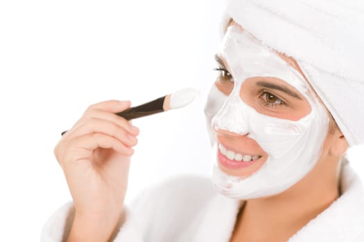 Teenager problem skin care - woman facial mask