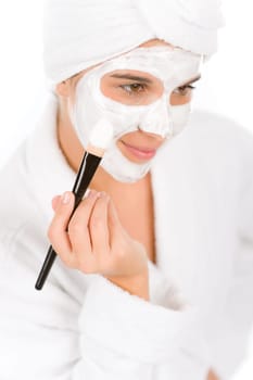 Teenager problem skin care - woman facial mask