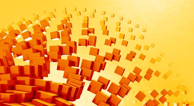 Flying Cubes Red Orange 06