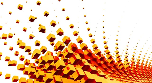 Flying Cubes Red Orange 09