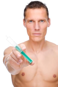 Young man with syringe