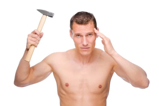 Young man with headache