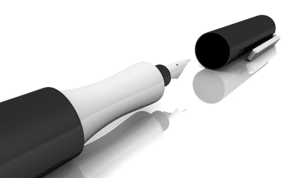 3D Fountain Pen - Silver Black 01