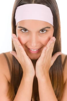 Teenager problem skin care - young woman