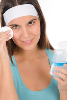 Teenager problem skin care - woman cleanse