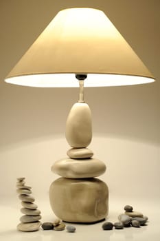 Pebbles and lamp
