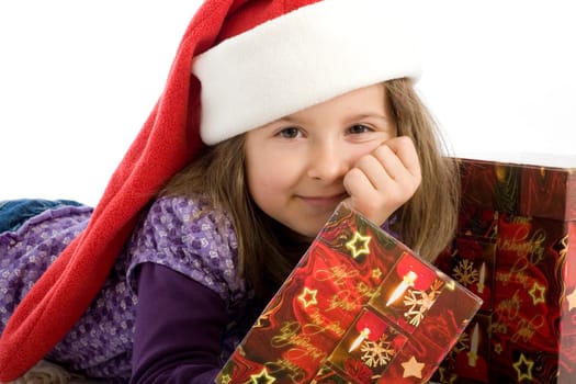 six-year-old girl with christmas gifts (mr)