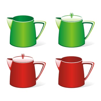 isolated colored milk jugs set