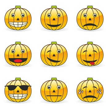 illustration of pumpkin emoticons
