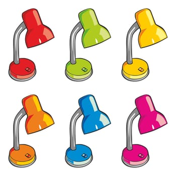 illustration of isolated desk lamps