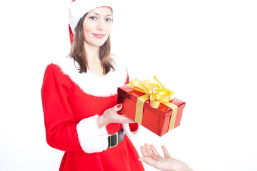Woman at Christmas with gift