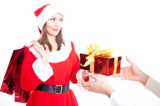 Woman at Christmas with gift