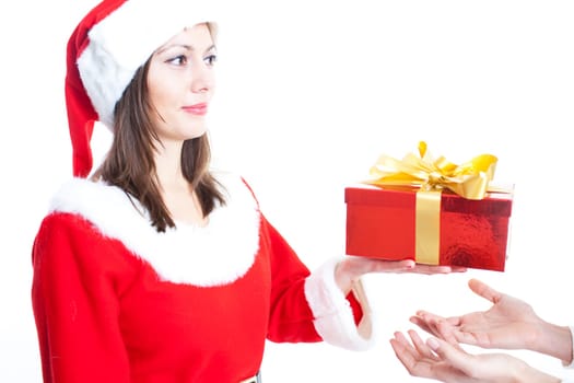 Woman at Christmas with gift