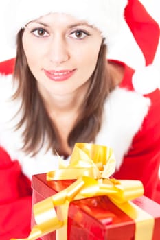 Woman at Christmas with gift