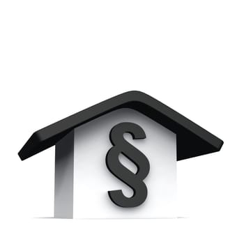 3D House with Paragraph - Black & White