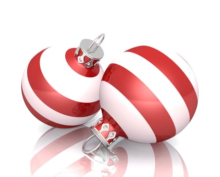 Christmas Baubles - Red White Striped 02