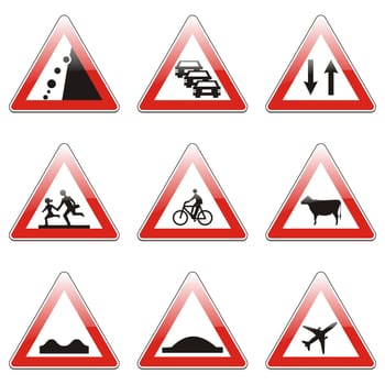isolated european road signs