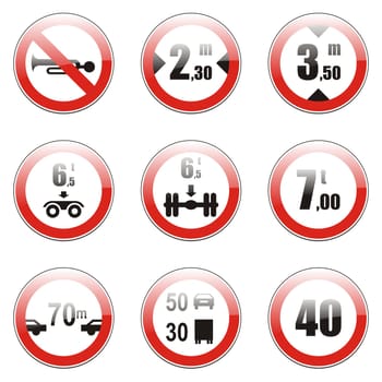 isolated european road signs