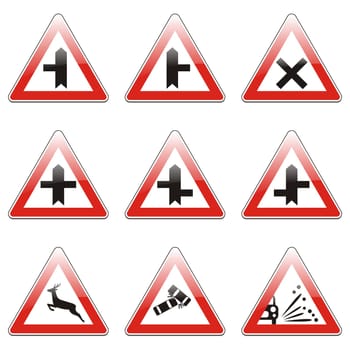 isolated european road signs