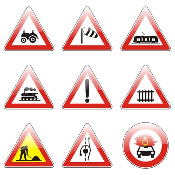 isolated european road signs