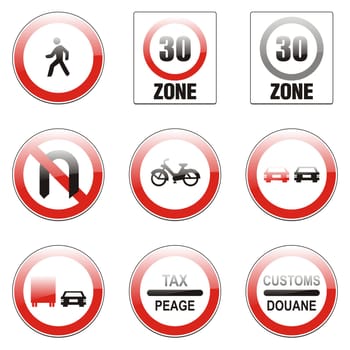 isolated european road signs