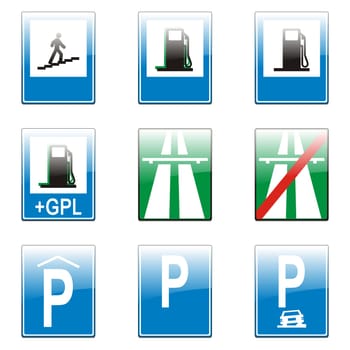 isolated european road signs