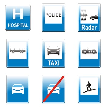isolated european road signs