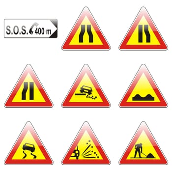 isolated european road signs