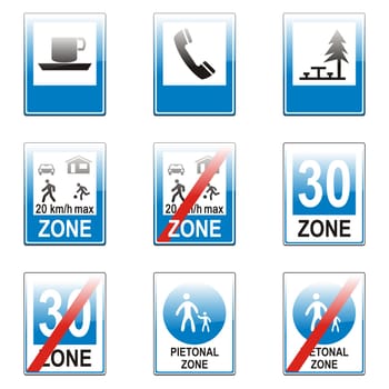 isolated european road signs